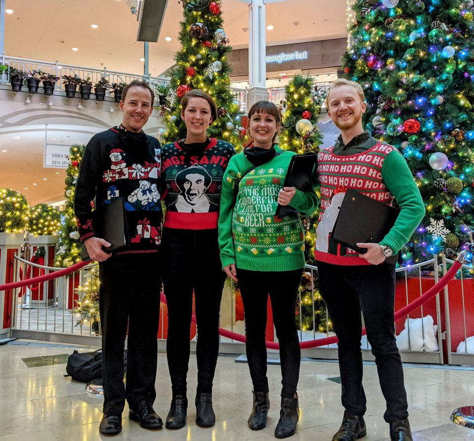 The Village Carolers singing at Bridgewater Commons