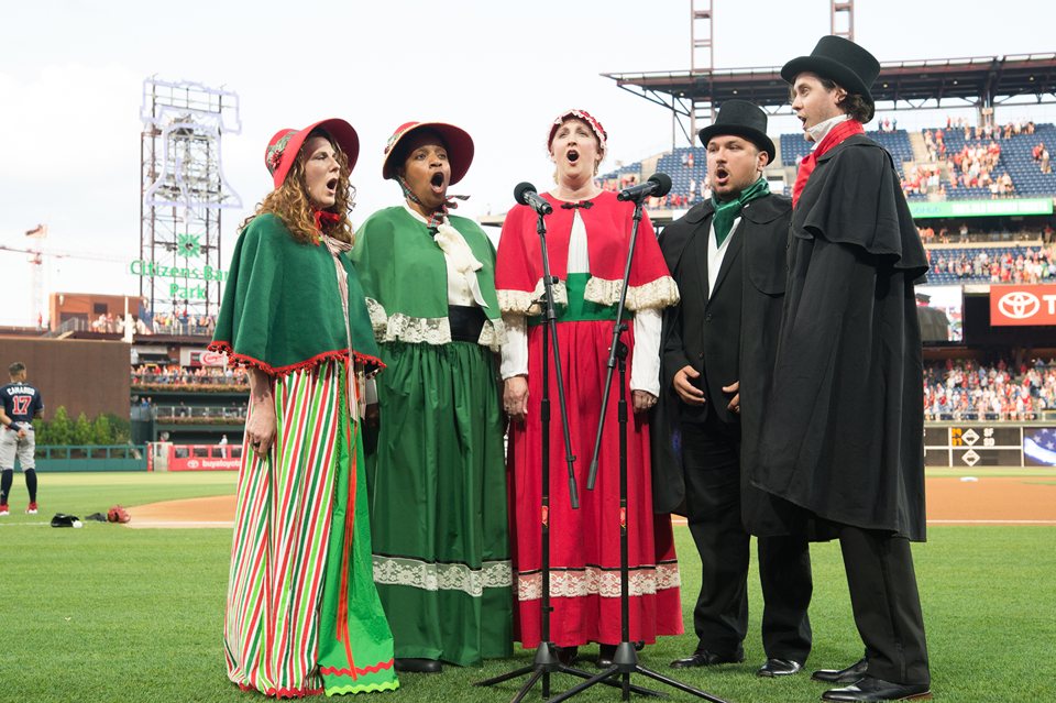 The Village Carolers singing the National Anthem for the Philadelphia Phillies